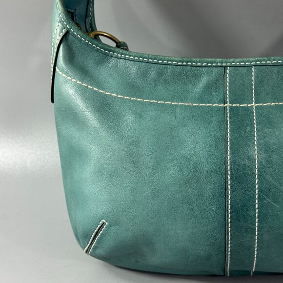 Vintage Coach # 10739 Small Ergo Hobo Teal Leather Handbag Blue Green - Picture 7 of 14